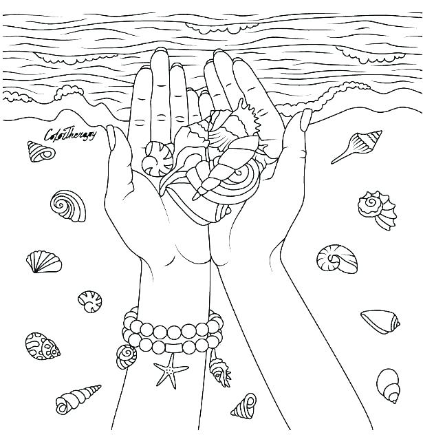 Seashells Coloring Page 615x635 Seashells Coloring Page