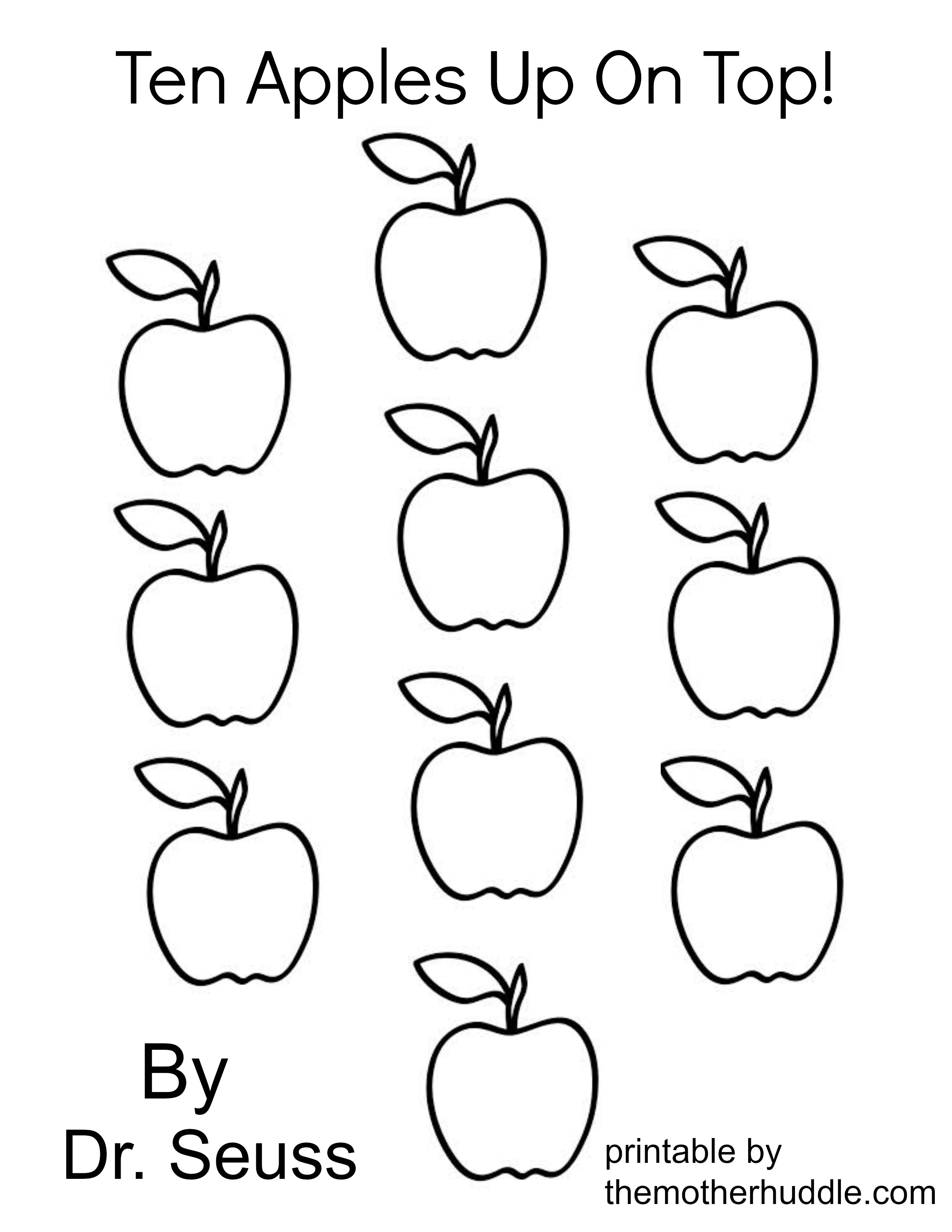 2382x3082 Ten Apples Up On Top Dr Seuss Coloring Page