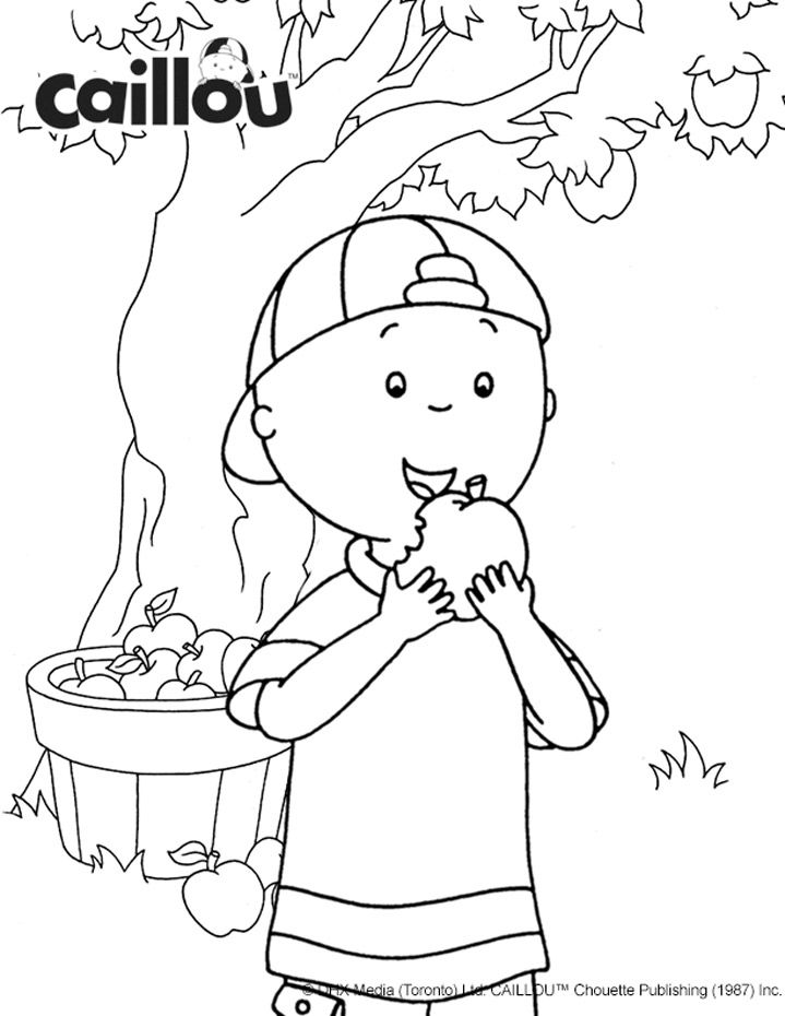 719x930 Caillou's Apple Picking Fun Coloring Sheet! Fallhalloween