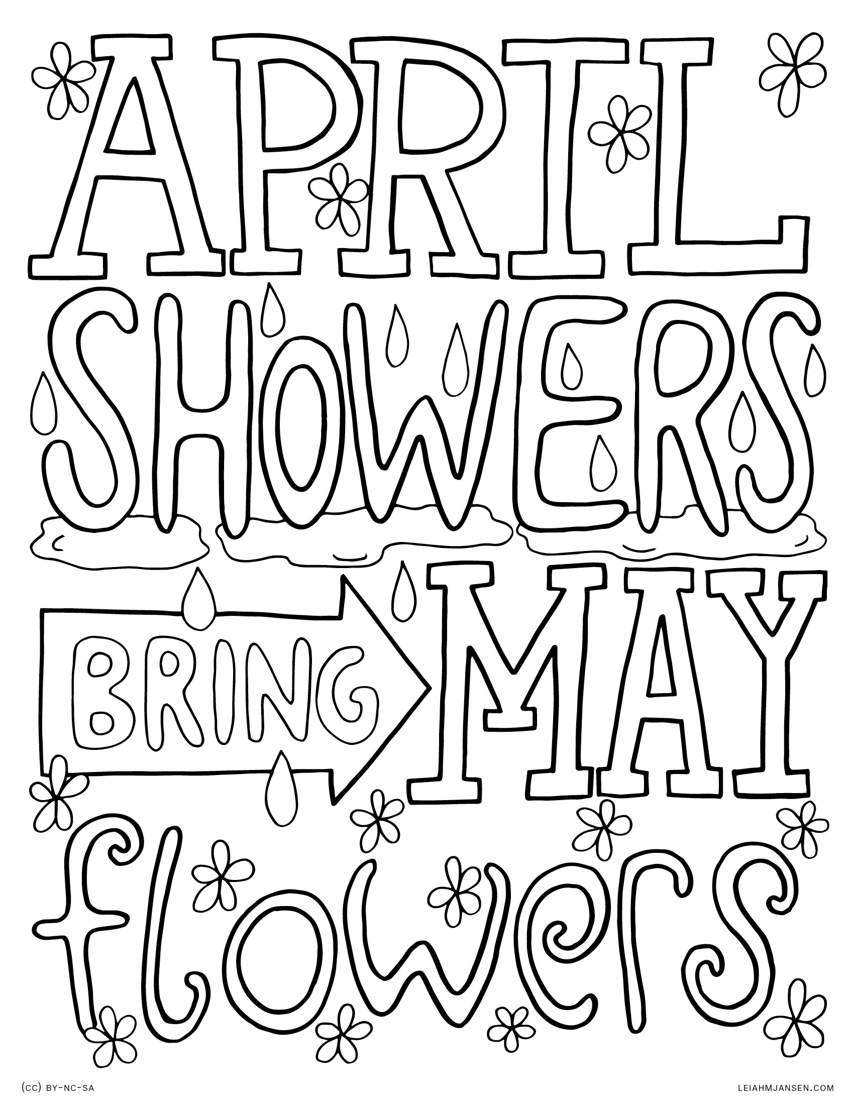 1700x2200 Lmj Coloring Page 013 April Showers Pages