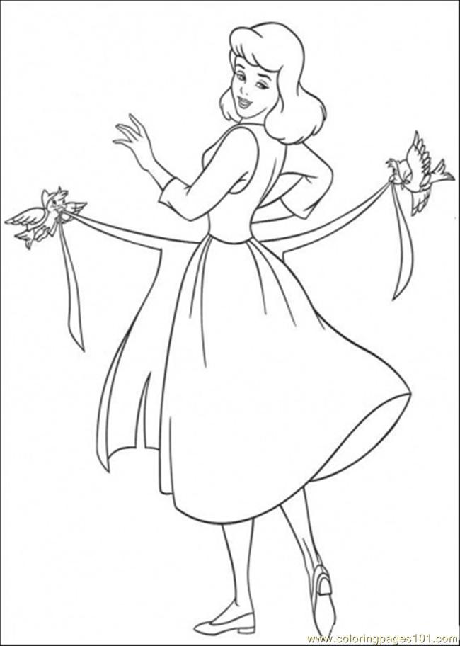 650x912 Birds Help Cinderella To Use Her Apron Coloring Page