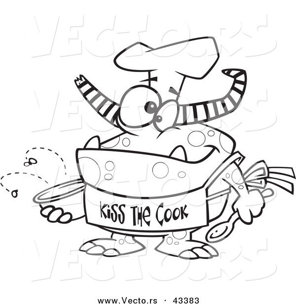 600x620 Vector Of A Happy Cartoon Chef Monster Wearing A Kiss The Cook