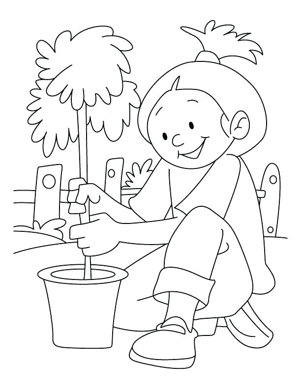 612x792 Save The Earth Coloring Pages A Girl Planting Tree On Arbor Day