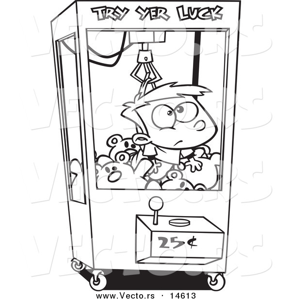 600x620 Vector Of A Cartoon Boy Stuck In A Toy Machine