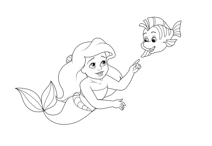 Little Ariel And Baby Flounder 900x620 Little Ariel And Baby Flounder