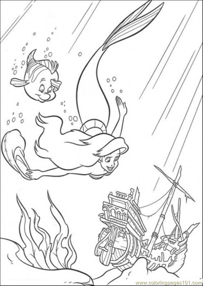 Ariel And Flounder Are Swimming Together Coloring Page 650x912 Ariel And Flounder Are Swimming Together Coloring Page