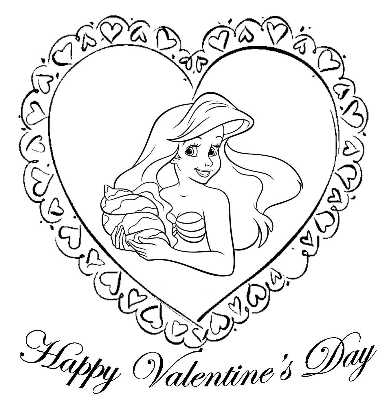 1344x1383 Little Mermaid Ariel Valentine Coloring Pages