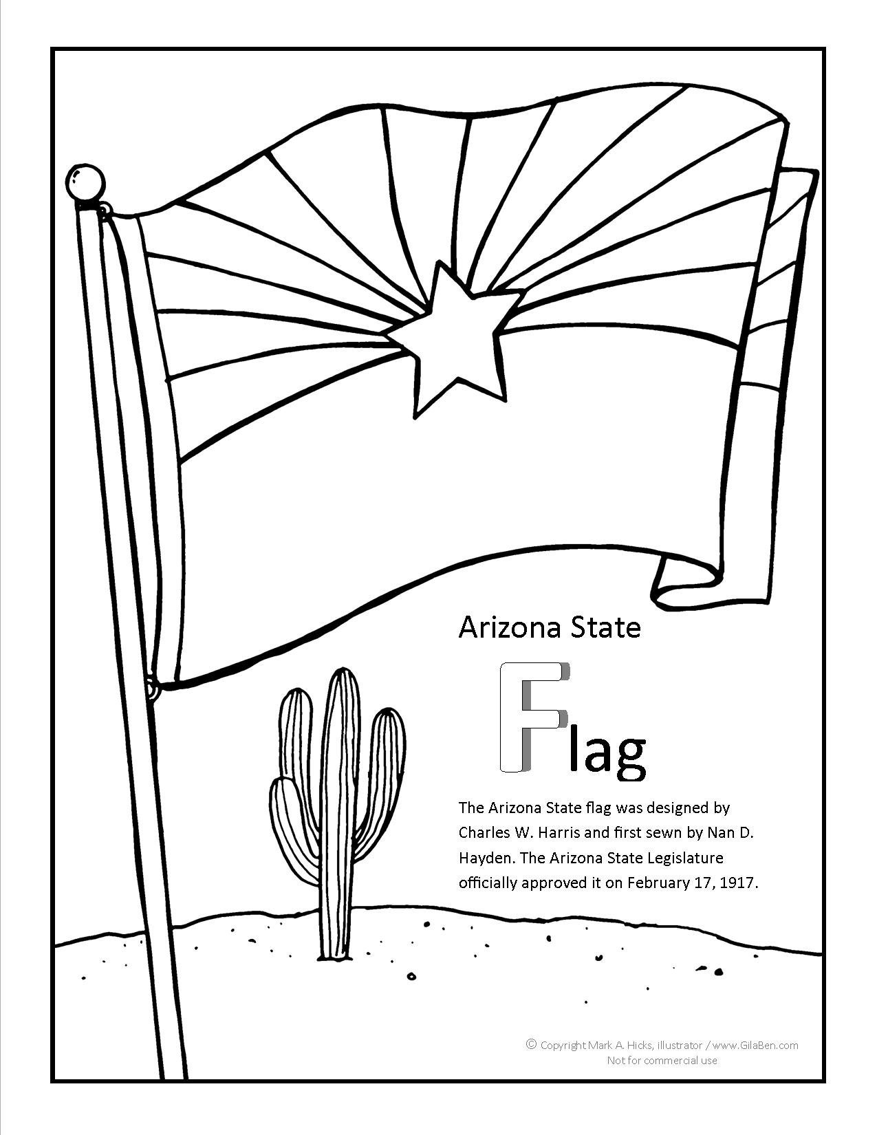 Arizona Flag Coloring Page 1275x1650 Arizona Flag Coloring Page