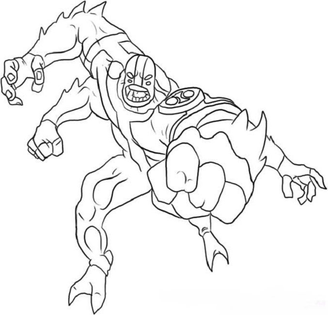 677x650 Ben 10 Coloring Pages Four Arms Cartoon Ben 10
