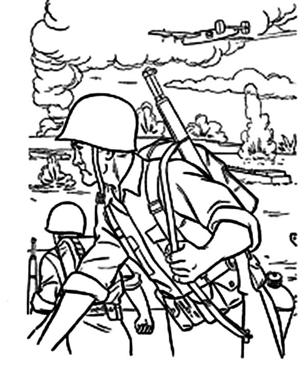Soldier In The Battle Field In Armed Forces Day Coloring Page 600x733 Soldier In The Battle Field In Armed Forces Day Coloring Page