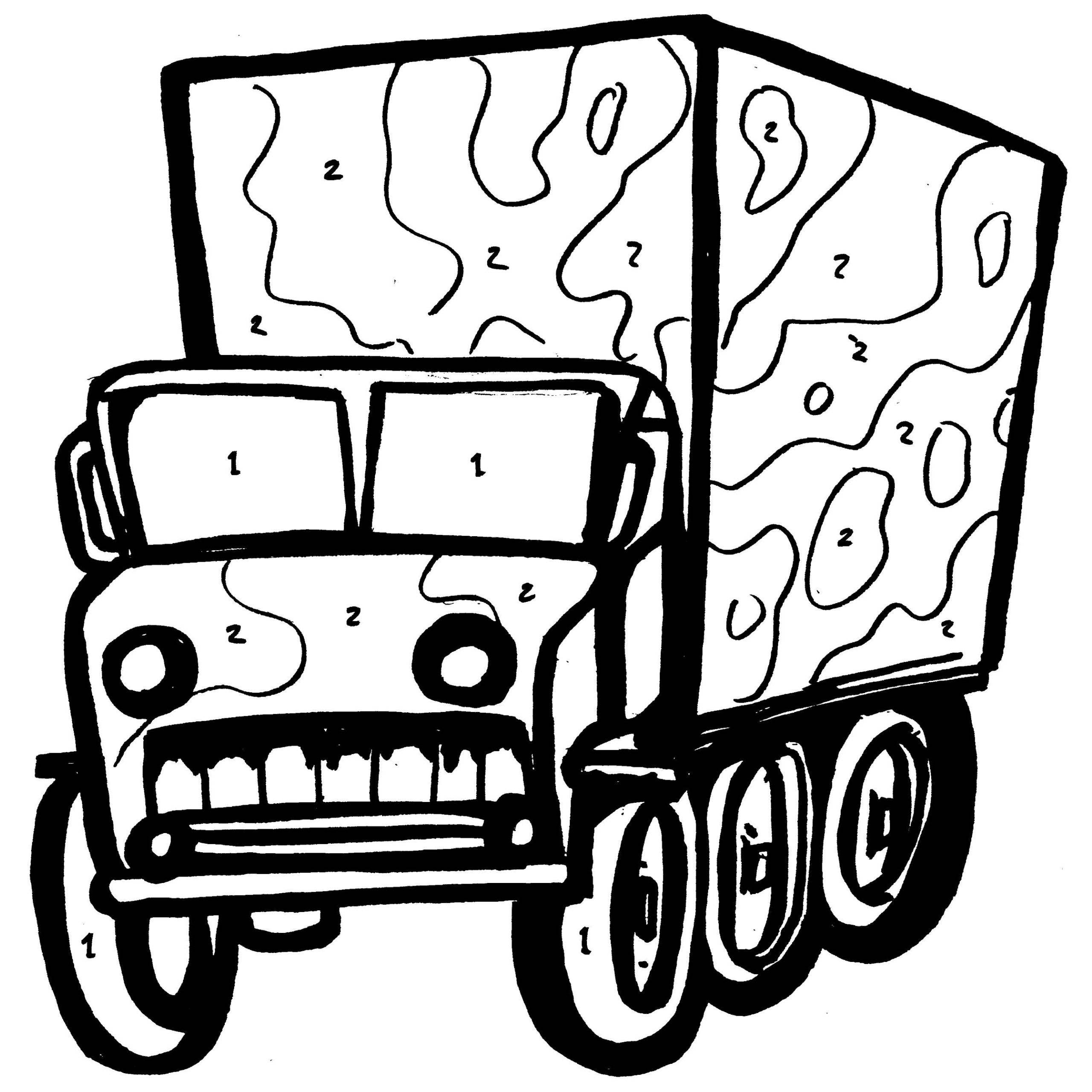 2560x2560 Trucks Coloring Pages