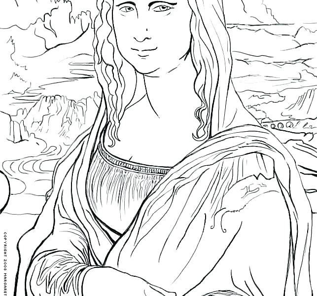 643x600 Mona Lisa Coloring Page Plus Coloring Page Free Art History