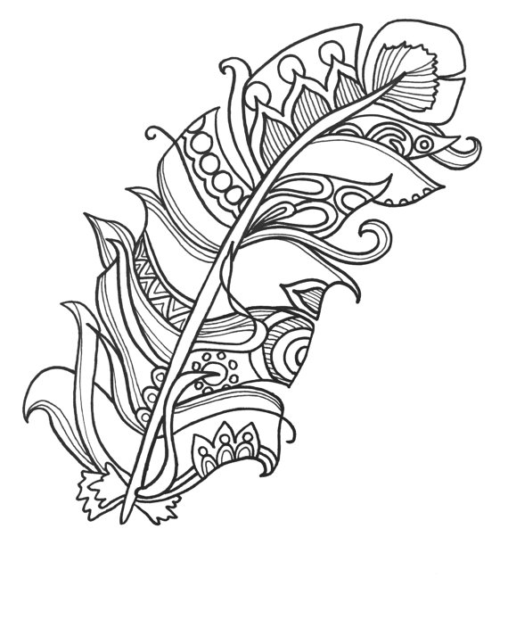 570x704 Feather Coloring Page 10 Fun And Funky Feather Coloringpages