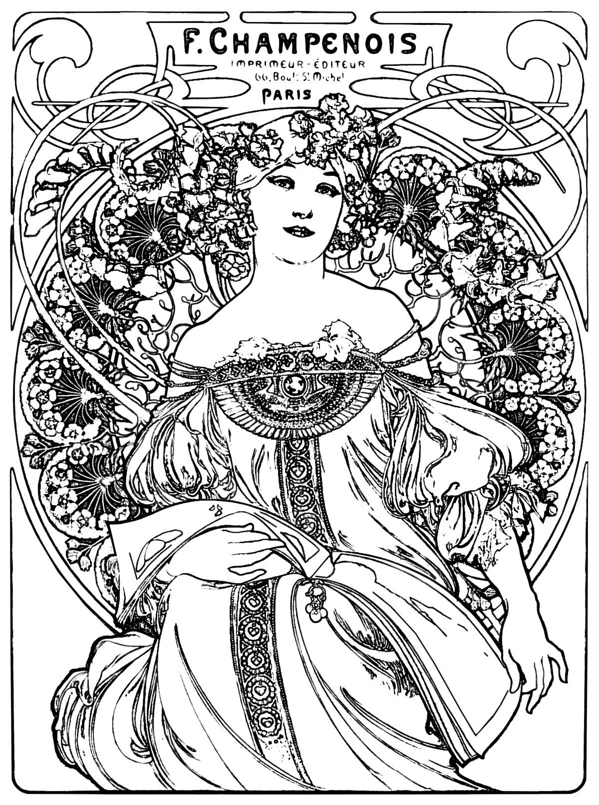 Art Nouveau Coloring Pages at GetColorings.com | Free printable ...