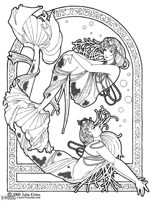 Art Nouveau Coloring Pages 600x800 Art Nouveau Coloring Pages