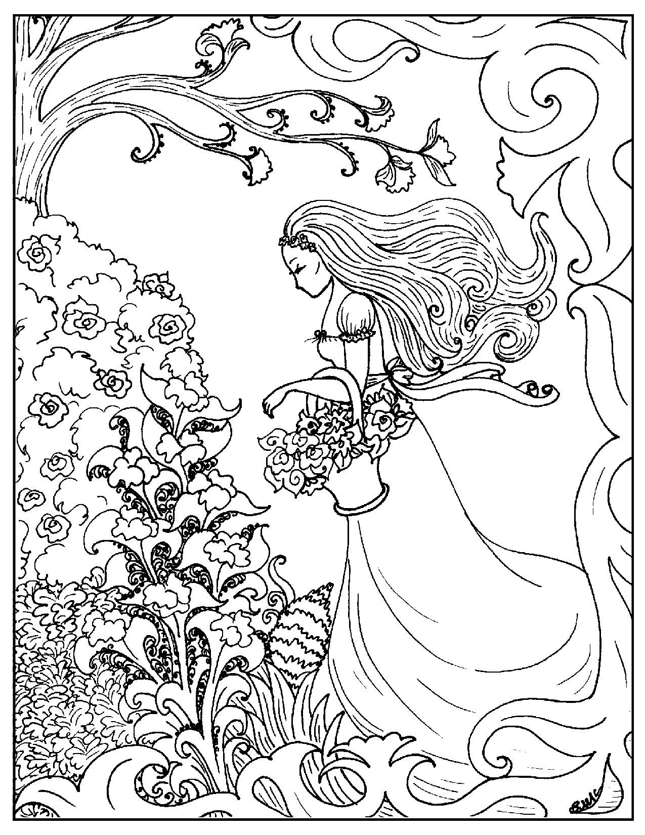 Art Deco Coloring Pages Art Nouveau Coloring Pages Flower Girl 1275x1650 Art Deco Coloring Pages Art Nouveau Coloring Pages Flower Girl