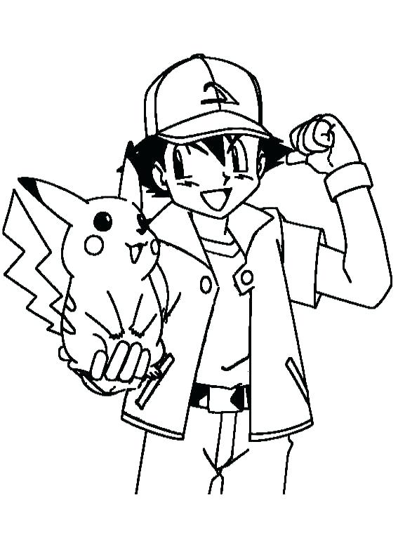Pikachu Coloring Page Ash Encouraging Coloring Page Pokemon 567x794 Pikachu Coloring Page Ash Encouraging Coloring Page Pokemon