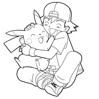 Pokemon Ash And Pikachu Coloring Pages 350x350 Pokemon Ash And Pikachu Coloring Pages