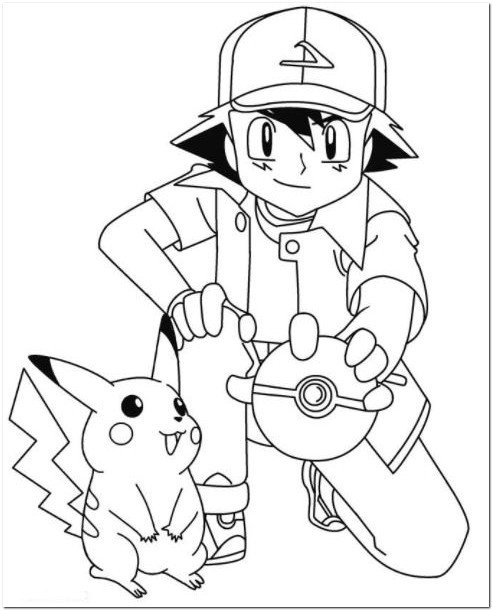 Ash And Pikachu Coloring Pages Drawing Board Weekly 493x611 Ash And Pikachu Coloring Pages Drawing Board Weekly