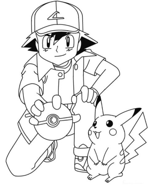 Ash Pikachu Coloring Pages Ash 484x602 Ash Pikachu Coloring Pages Ash