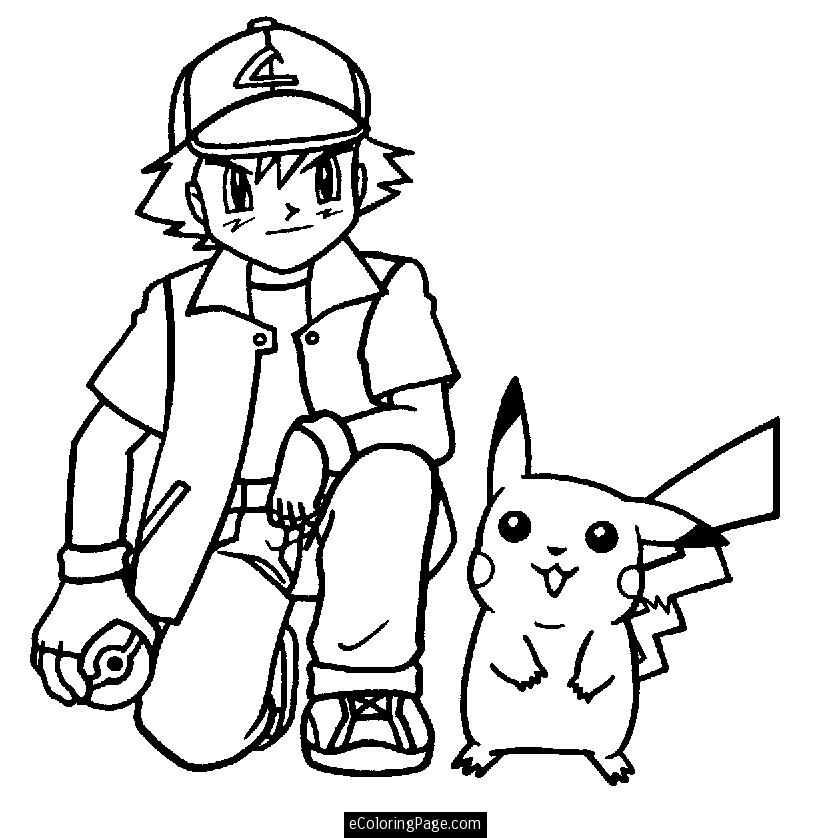 Pokemon Ash Pikachu Coloring Pages Printable 832x838 Pokemon Ash Pikachu Coloring Pages Printable