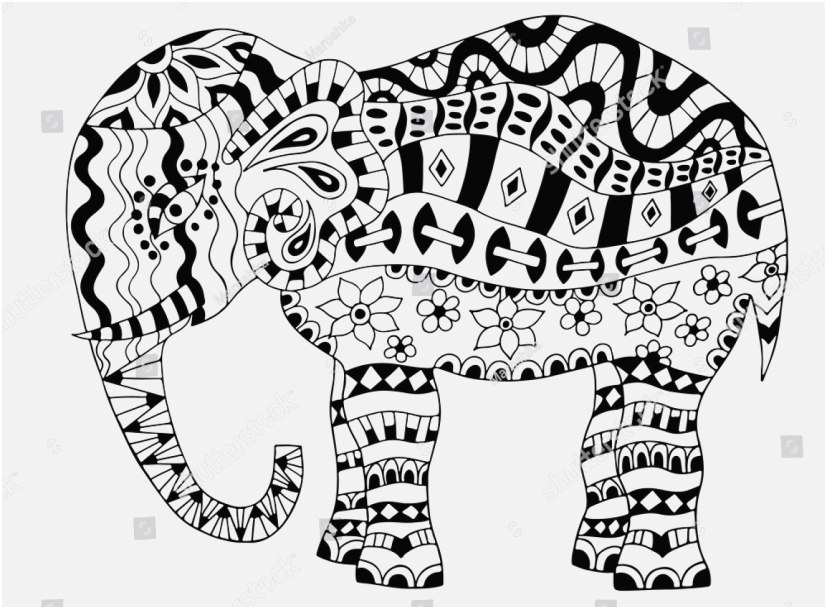 827x609 Elephant Coloring Pages For Adults Photo Hand Drawn Elephant