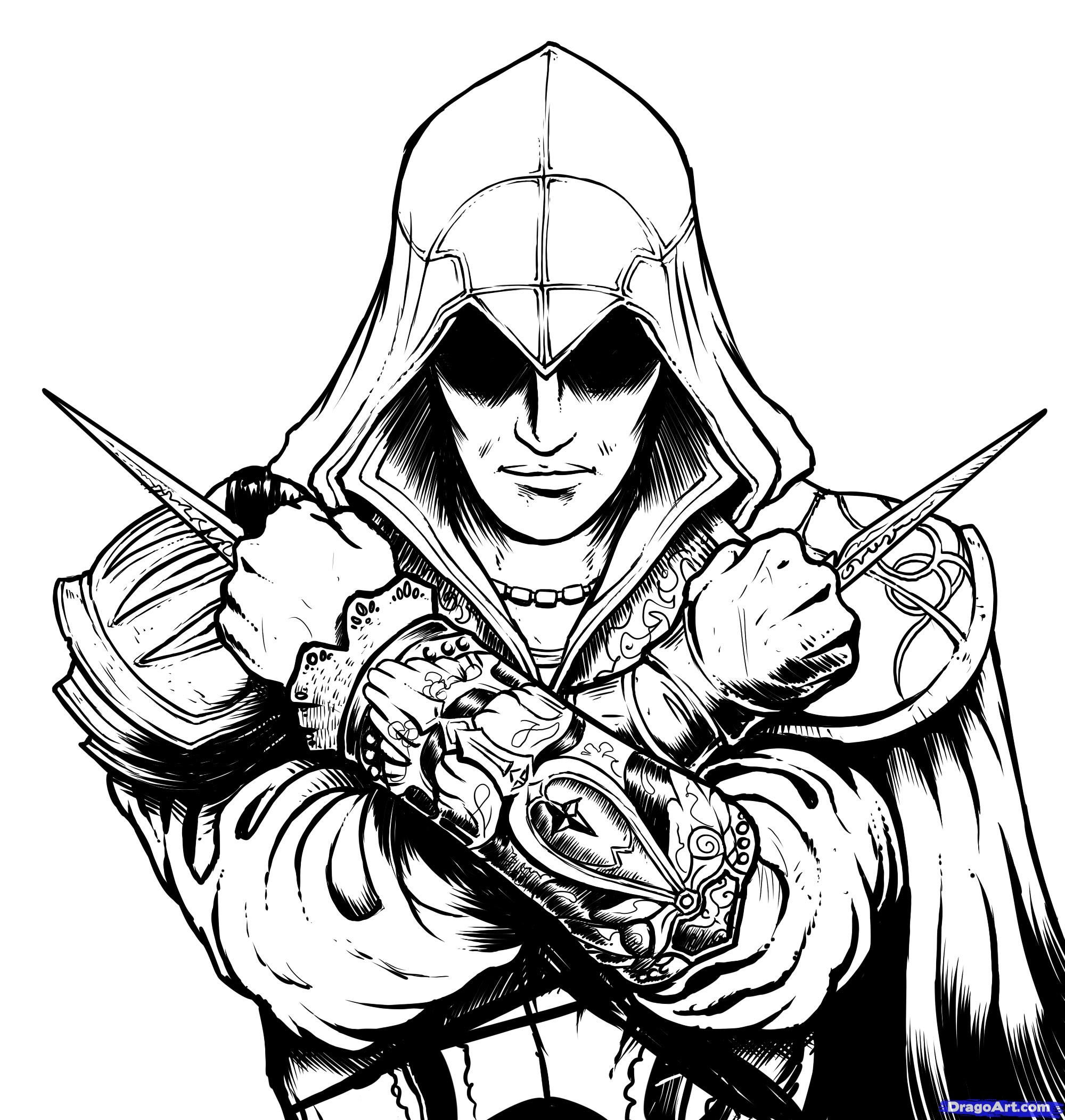 2000x2103 How To Draw Ezio, Assassins Creed, Ezio Step 15 Coloring Pages