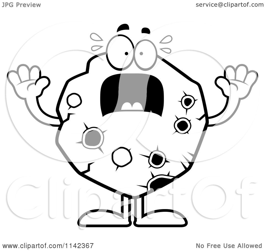 1080x1024 Cartoon Clipart Of A Black And White Scared Asteroid