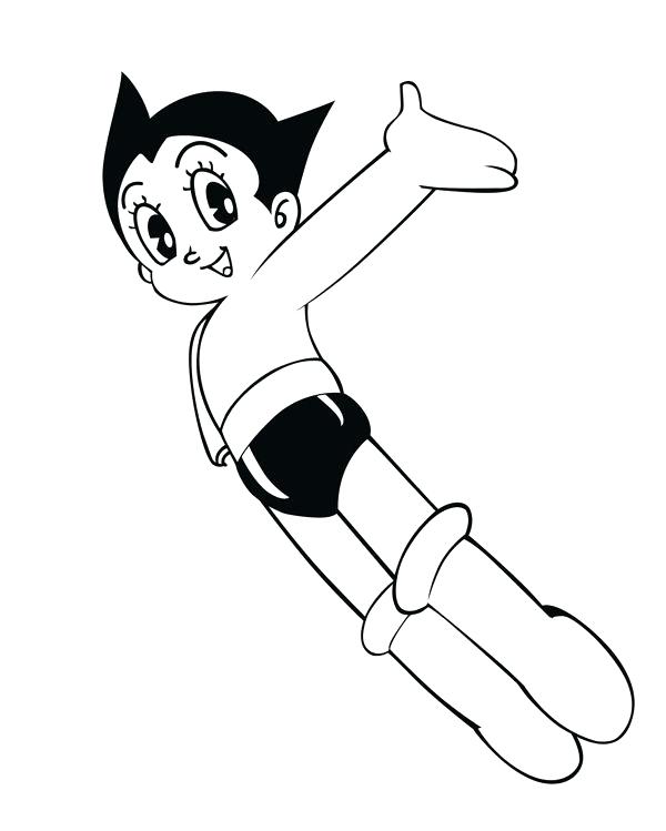 600x749 Atom Boy Greet While Flying Boy Coloring Pages Astro Boy Coloring