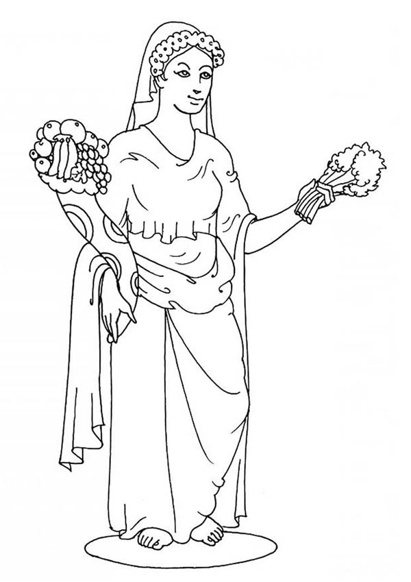 Goddes Demeter From Greek Gods And Goddesses Coloring Page 600x849 Goddes Demeter From Greek Gods And Goddesses Coloring Page
