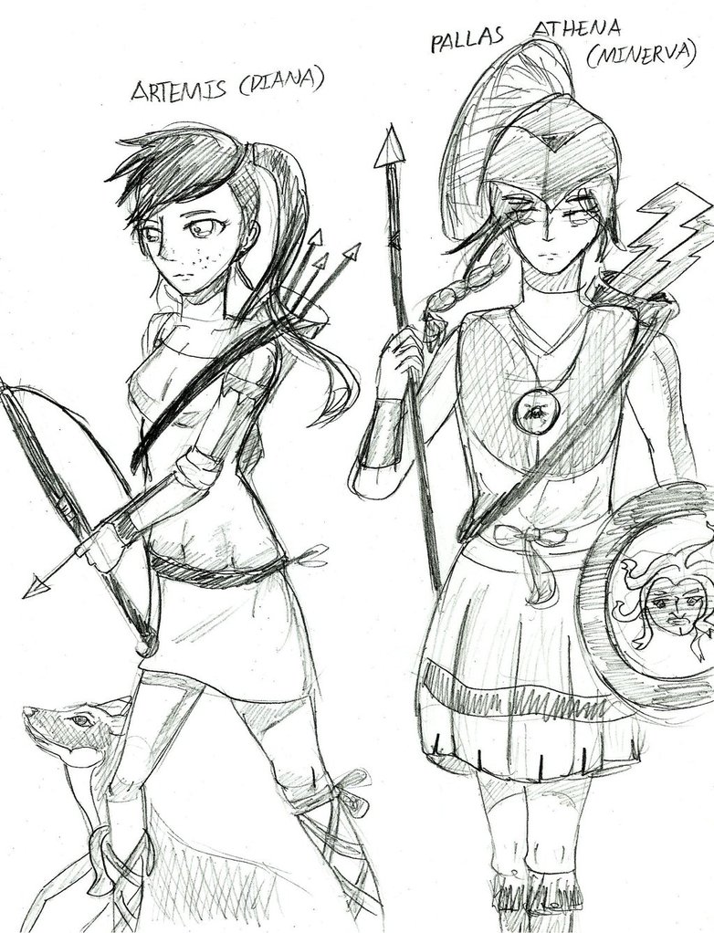 Greek Mythology Athena And Artemis (Sketch) By Anonymous112358096 782x1022 Greek Mythology Athena And Artemis (Sketch) By Anonymous112358096