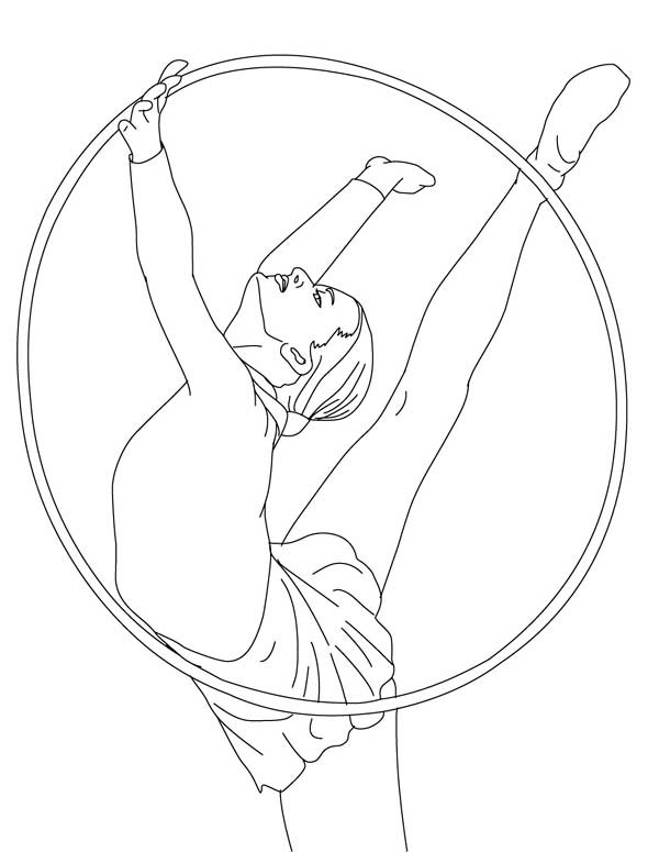 600x775 Hoop Gymnastic Athlete Coloring Page