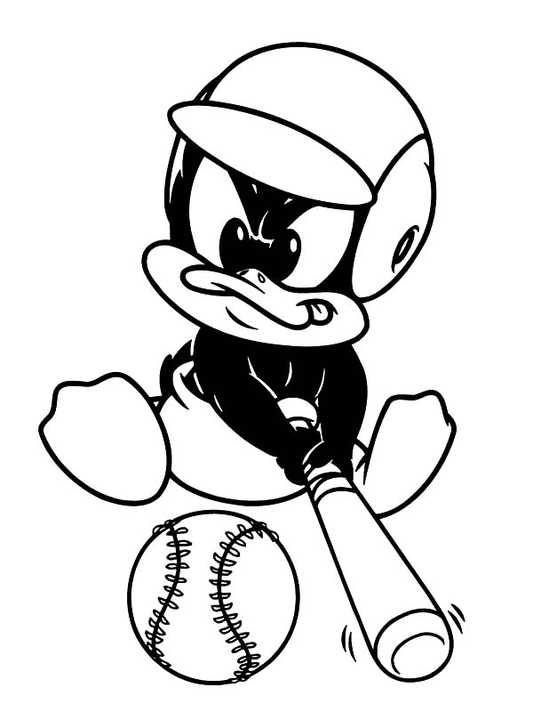 600x809 Baby Daffy Duck Baseball Athlete Coloring Pages