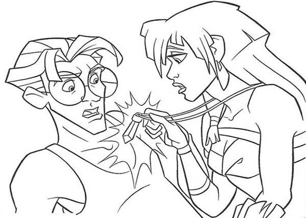 Kida Show Her Necklace To Milo In Atlantis The Lost Empire 600x428 Kida Show Her Necklace To Milo In Atlantis The Lost Empire