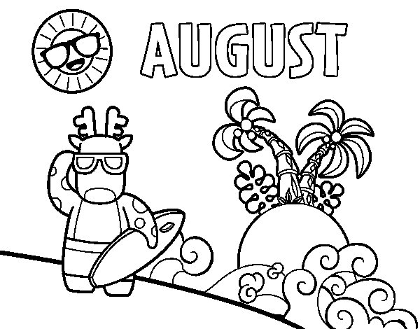 600x470 August Coloring Page Coloringcrew Com For Pages