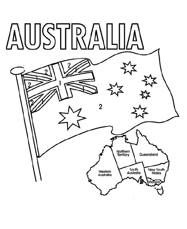 599x734 The Australian Flag Flying Day Coloring Pages Camp Activities