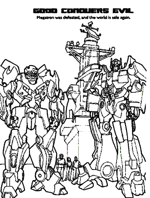 600x792 Autobots Conquers Decepticons In Transformers Coloring Page