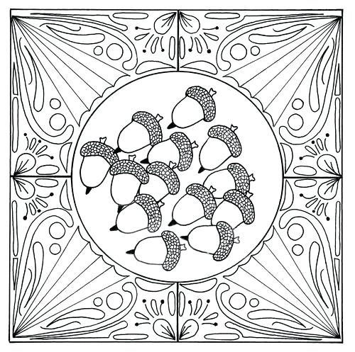 500x497 Fall Acorn Mandala Adult Coloring Page Fall Acorn Mandala Adult