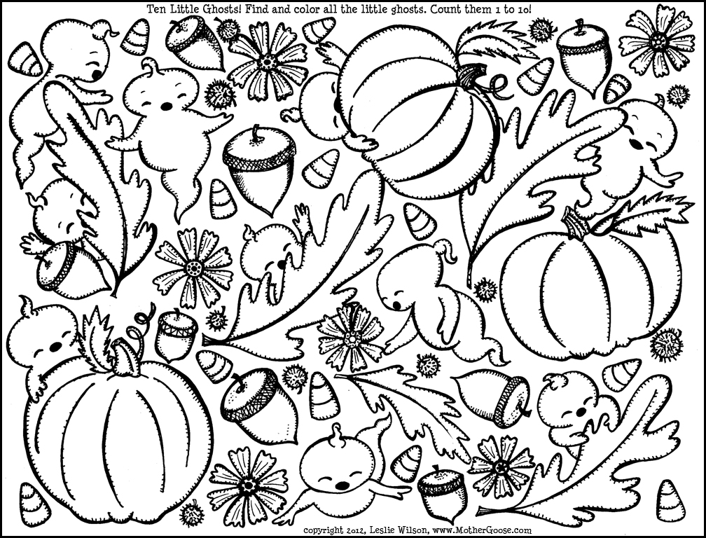 Ten Little Ghosts Coloring Page, A Free Printable Mother Goose 1008x768 Ten Little Ghosts Coloring Page, A Free Printable Mother Goose