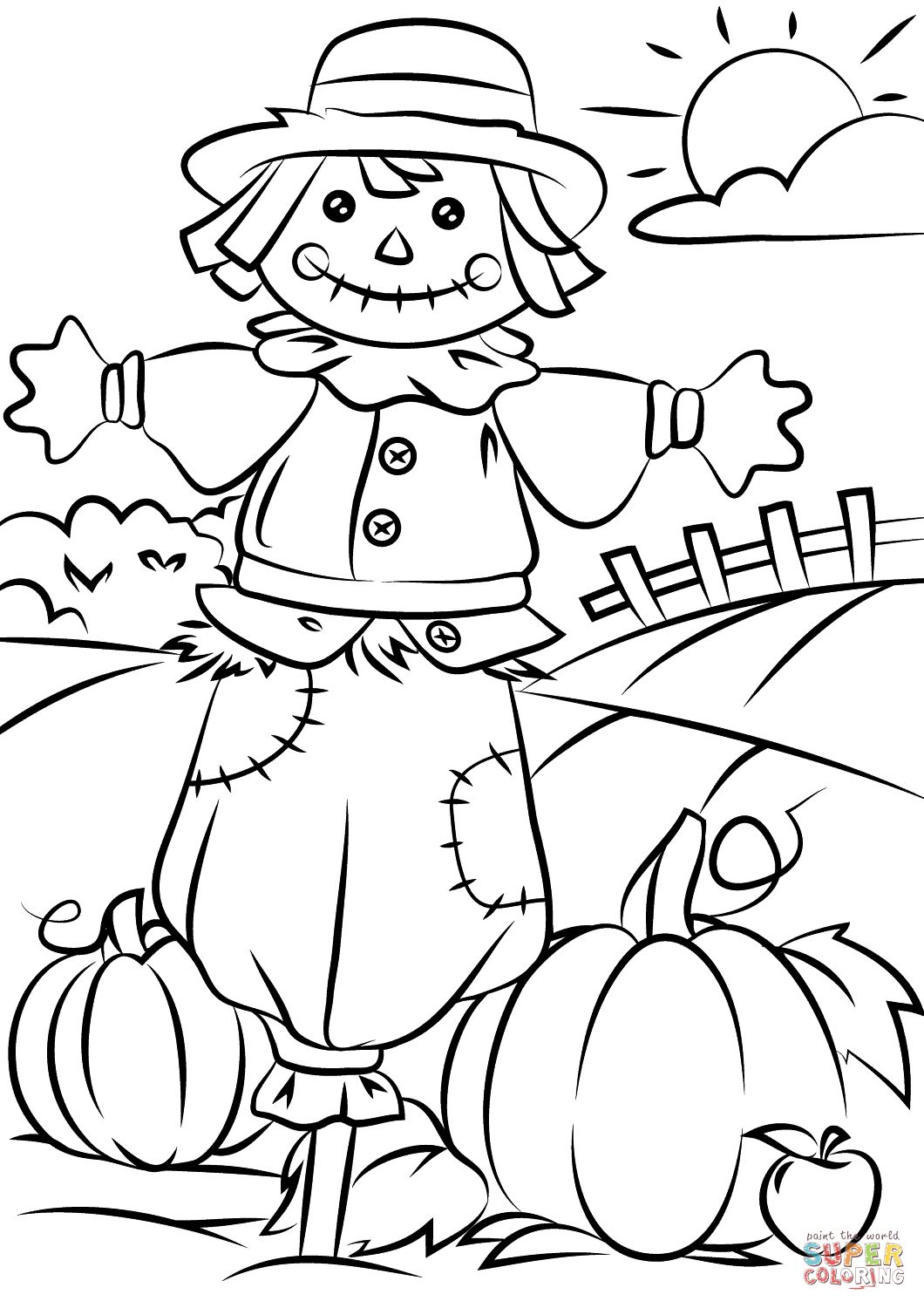 Trend Scarecrow Coloring Pages Autumn Scene With Page Free 1060x1500 Trend Scarecrow Coloring Pages Autumn Scene With Page Free