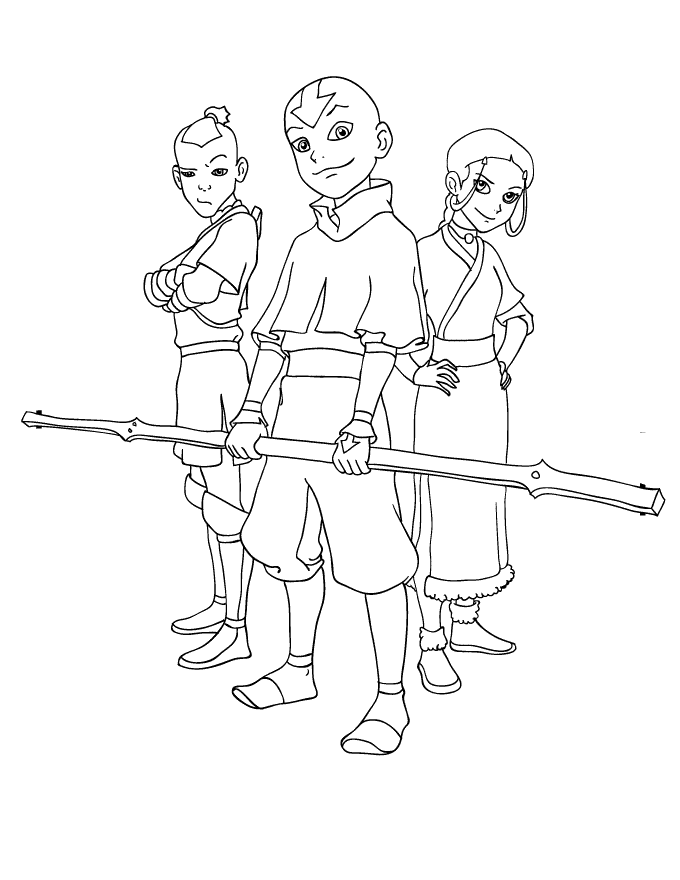 680x880 Avatar Aang And Friends Avatar The Last Airbender Coloring Pages