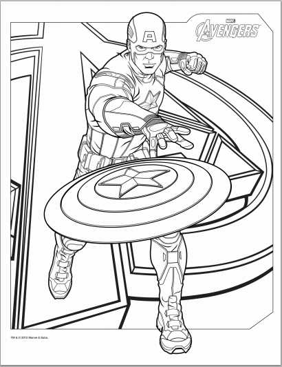 Avengers Captain America Coloring Page 410x532 Avengers Captain America Coloring Page
