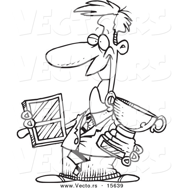 Vector Of A Cartoon Businessman Holding His Awards 600x620 Vector Of A Cartoon Businessman Holding His Awards