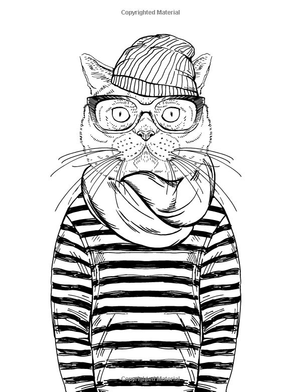 600x782 Cat Coloring Book For Adults