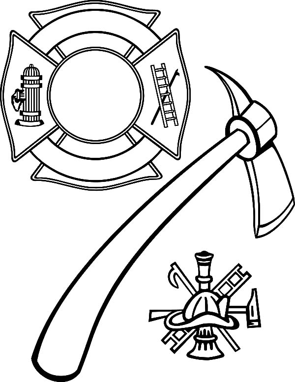 600x777 Maltese Cross And Firefighter Axe Coloring Pages.jpg