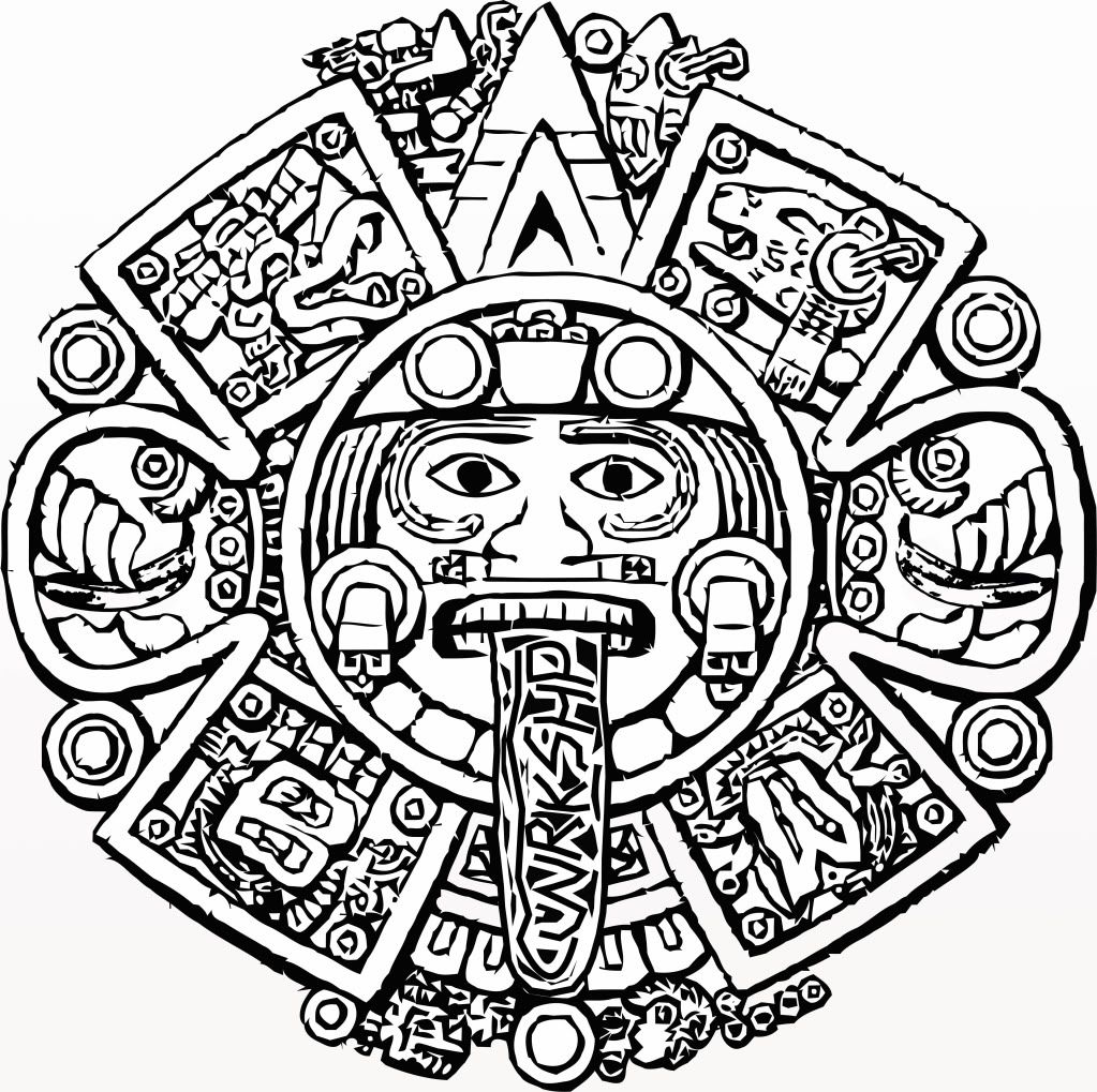 1023x1019 Aztec Calendar Coloring Page For Pages