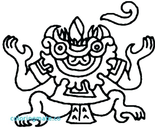 600x515 Aztec Coloring Pages God Of Death Coloring Pages Aztec Mayan