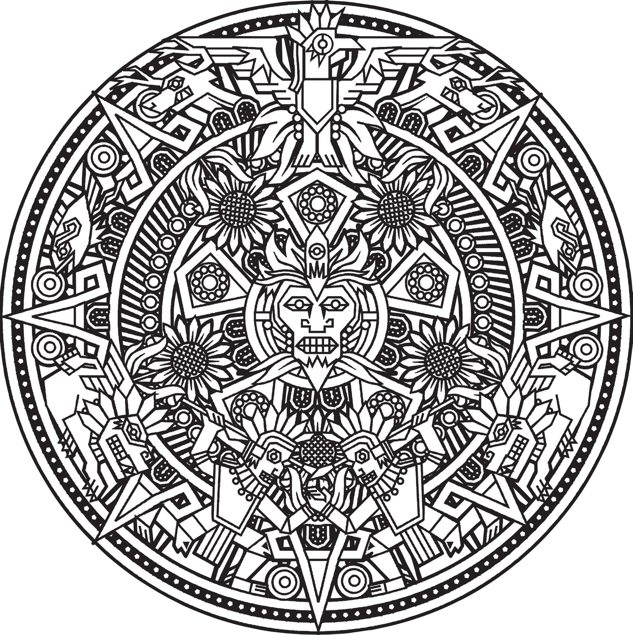 2044x2052 Mandala Inspired By Inca, Maya And Aztec Art, From The Gallery