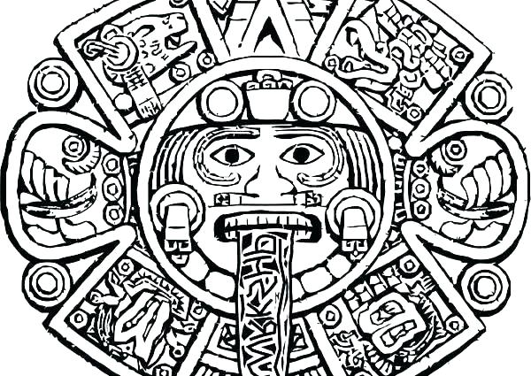 Printable Aztec Calendar Coloring Pages Kids 600x425 Printable Aztec Calendar Coloring Pages Kids