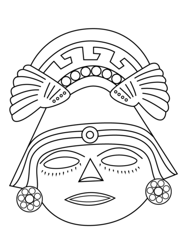 358x480 Aztec Mask Coloring Page Masques Aztecas Dibujos
